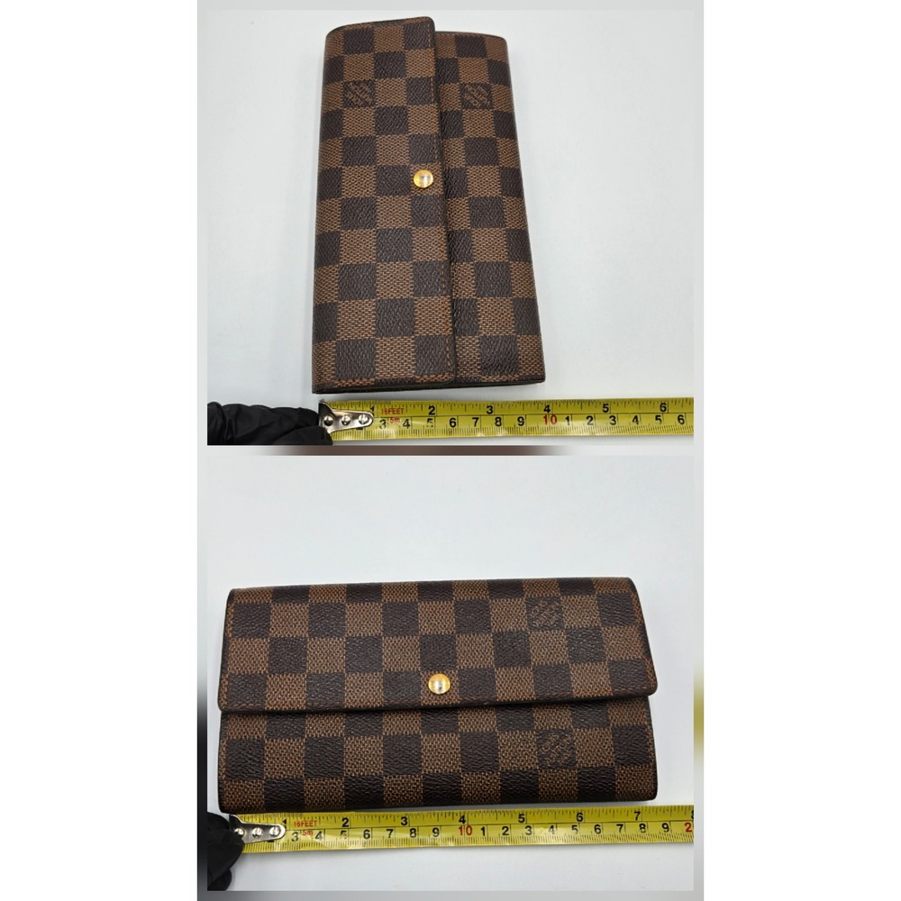 Louis Vuitton Sarah Wallet Damier Ebene Brown Canvas Long Envelope Wallet - Picture 10 of 11